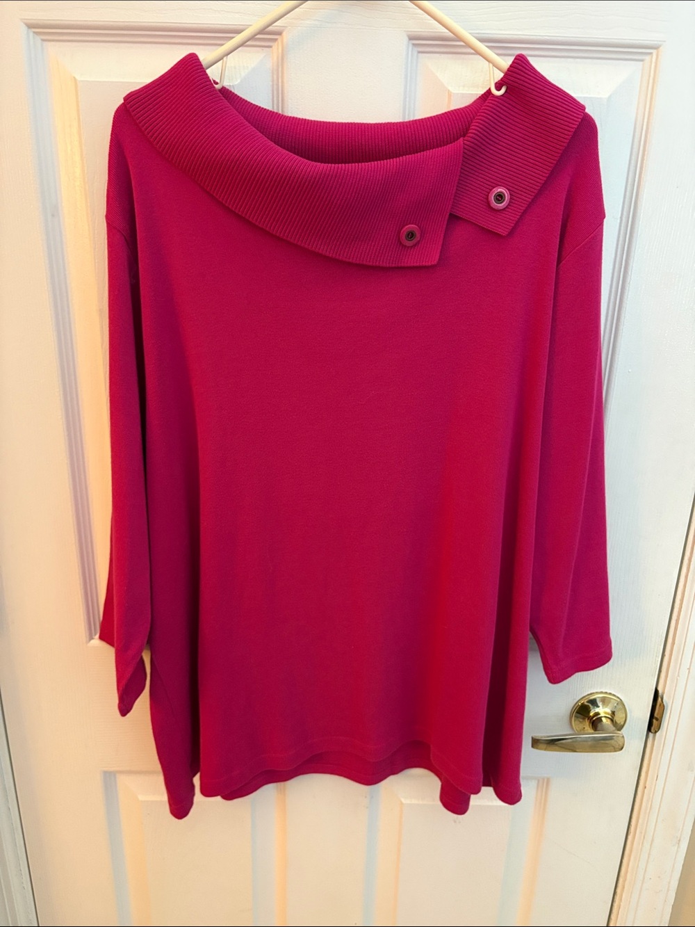 Christopher & Banks reddish- Pink Ribbed Knit Top with Button Neck NWT size 2X